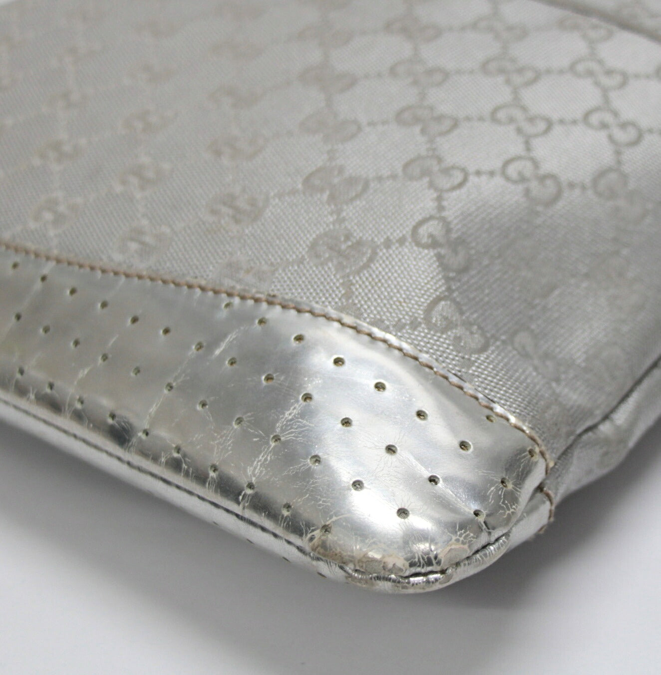 GUCCI GG Canvas Shoulder Bag Silver Size ONE SIZE