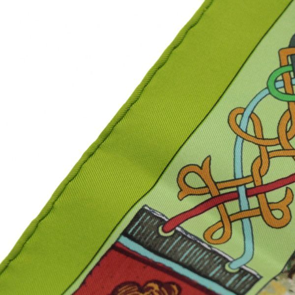 HERMES Carré 90 Les Cheyennes Silk Scarf Green Size ONE SIZE