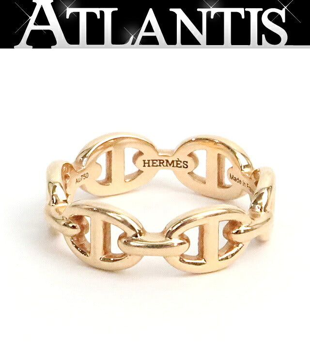 HERMES Enchainee Ring PM K18 Pink Gold Ring Size 50