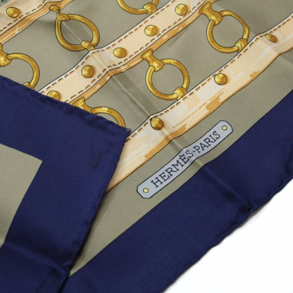 HERMES Carre 90 "Aux Champs" Silk Scarf Blue Size ONE SIZE