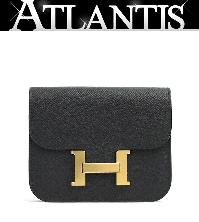 HERMES Constance Slim Epsom Leather Wallet Black