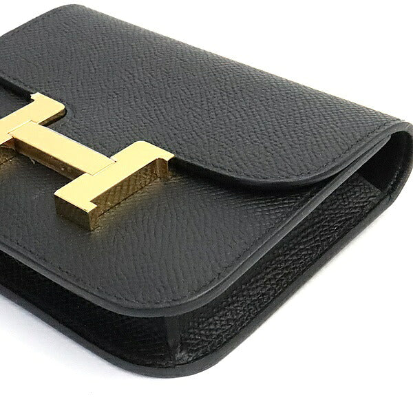 HERMES Constance Slim Epsom Leather Wallet Black