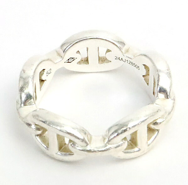HERMES Chaine d'Ancre Enchainee PM Silver Ring Size 52