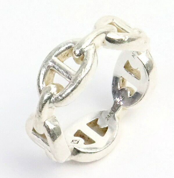 HERMES Chaine d'Ancre Enchainee PM Silver Ring Size 52