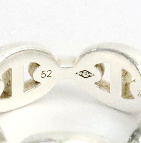 HERMES Chaine d'Ancre Enchainee PM Silver Ring Size 52