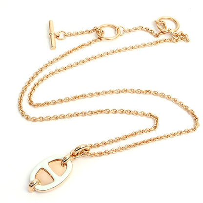 HERMES Mini Maillon PM Rose Steel Necklace Size ONE SIZE