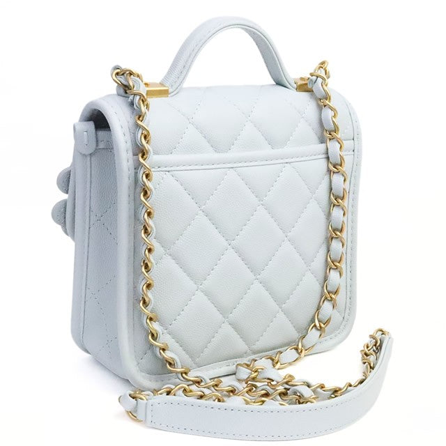 CHANEL 25A Matelassé Top Handle Light Gray Bag Size ONE SIZE