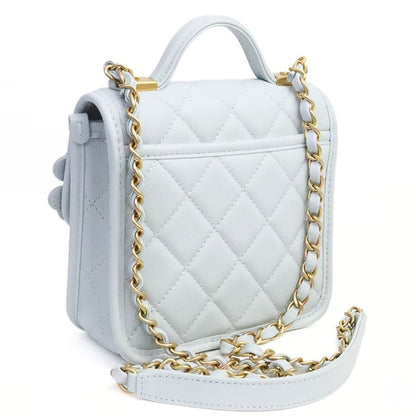 CHANEL 25A Matelassé Top Handle Light Gray Bag Size ONE SIZE