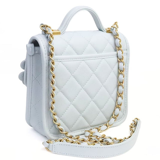 CHANEL 25A Matelassé Top Handle Light Gray Bag Size ONE SIZE