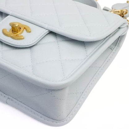 CHANEL 25A Matelassé Top Handle Light Gray Bag Size ONE SIZE