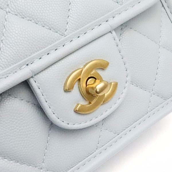 CHANEL 25A Matelassé Top Handle Light Gray Bag Size ONE SIZE
