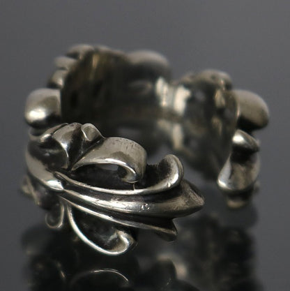 CHROME HEARTS Double Floral Cross Silver Ring Size ONE SIZE