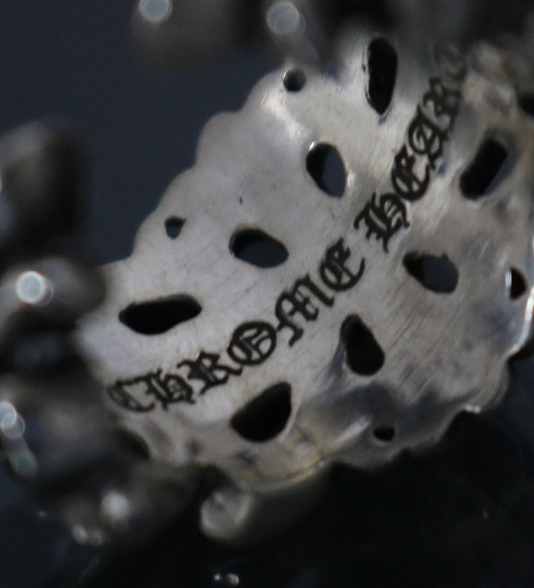 CHROME HEARTS Double Floral Cross Silver Ring Size ONE SIZE