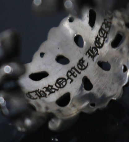 CHROME HEARTS Double Floral Cross Silver Ring Size ONE SIZE