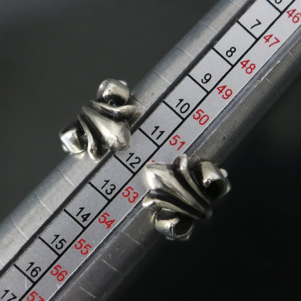 CHROME HEARTS Double Floral Cross Silver Ring Size ONE SIZE