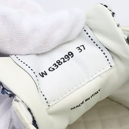 CHANEL Coco Mark Tweed Sneakers White & Blue Size 37