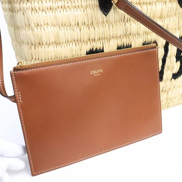 CELINE Panier 2-Way Raffia & Bag Beige Size ONE SIZE