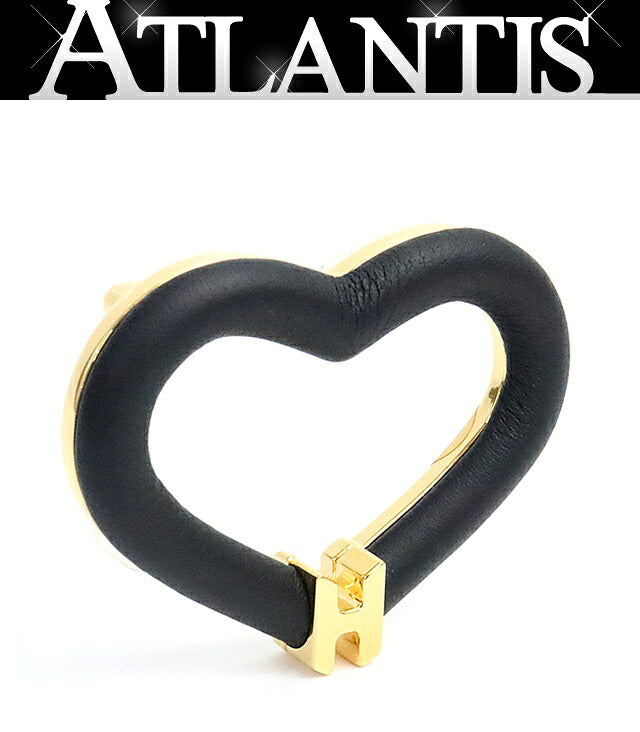 HERMES Au Coeur du Faubourg Swift Leather Brooch Black