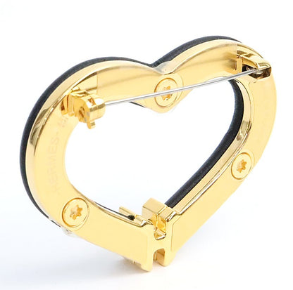 HERMES Au Coeur du Faubourg Swift Leather Brooch Black