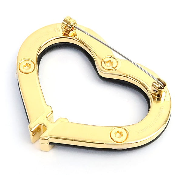 HERMES Au Coeur du Faubourg Swift Leather Brooch Black