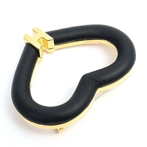 HERMES Au Coeur du Faubourg Swift Leather Brooch Black