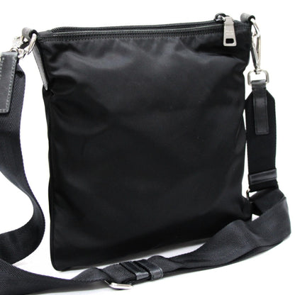 PRADA Triangle Logo Nylon Flat Bag Black Size ONE SIZE