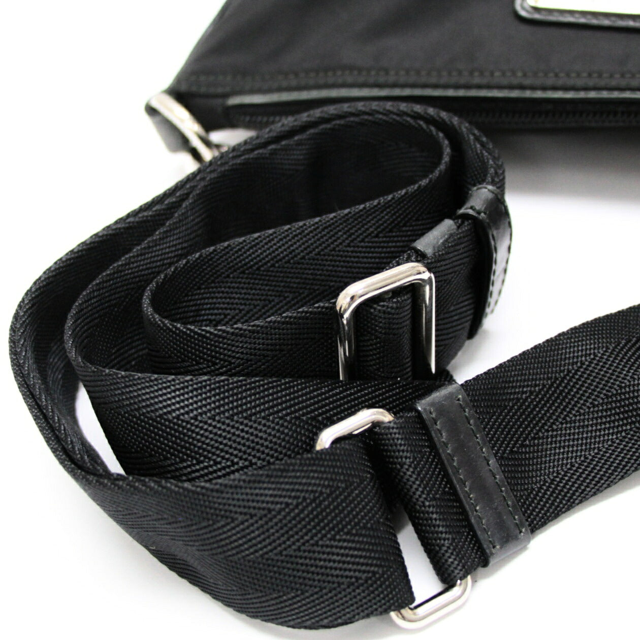 PRADA Triangle Logo Nylon Flat Bag Black Size ONE SIZE
