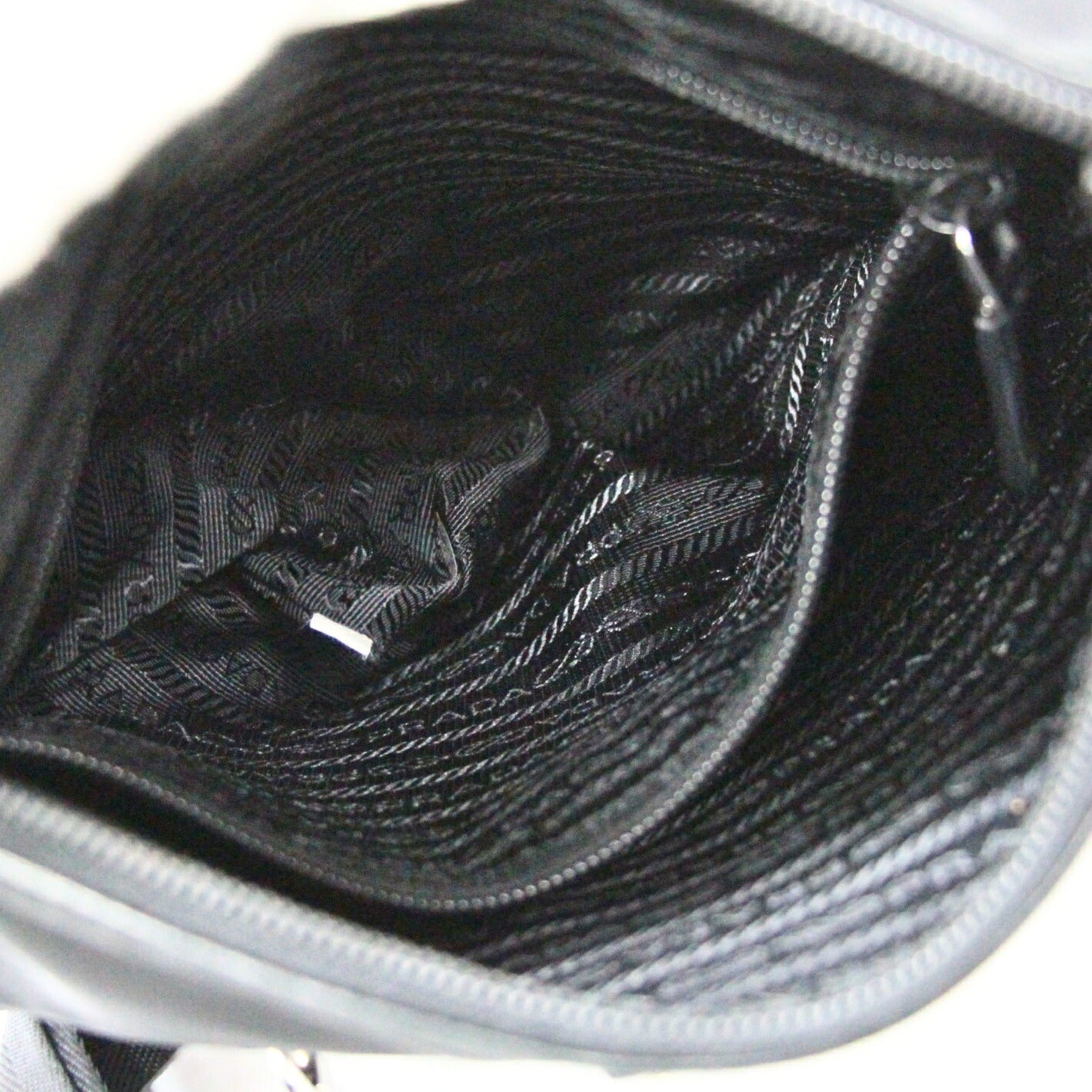 PRADA Triangle Logo Nylon Flat Bag Black Size ONE SIZE