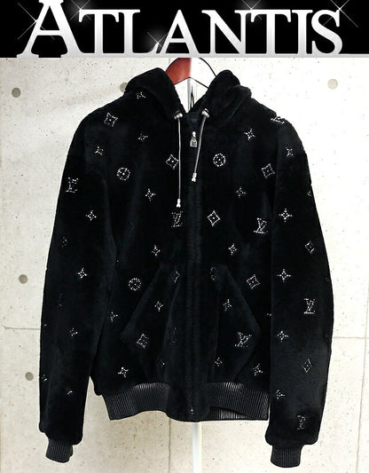 Louis Vuitton Monogram Embellished Hoodie Black Size 52