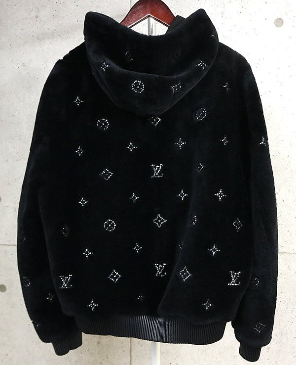 Louis Vuitton Monogram Embellished Hoodie Black Size 52
