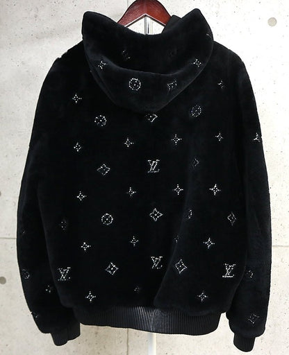 Louis Vuitton Monogram Embellished Hoodie Black Size 52