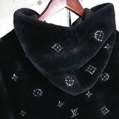 Louis Vuitton Monogram Embellished Hoodie Black Size 52