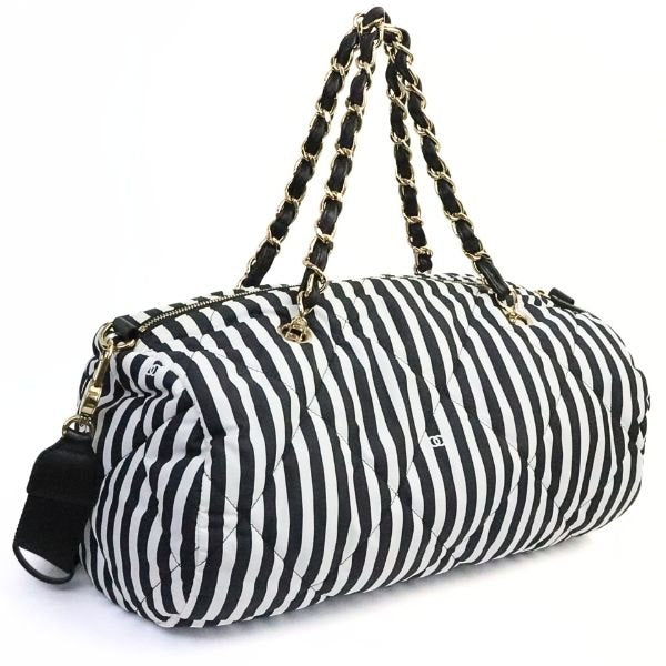 CHANEL Coco Beach Bowling Stripe Nylon & Black Bag Size ONE SIZE