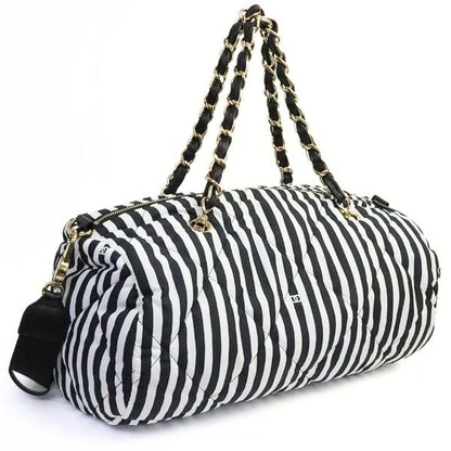 CHANEL Coco Beach Bowling Stripe Nylon & Black Bag Size ONE SIZE