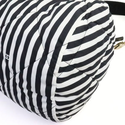 CHANEL Coco Beach Bowling Stripe Nylon & Black Bag Size ONE SIZE