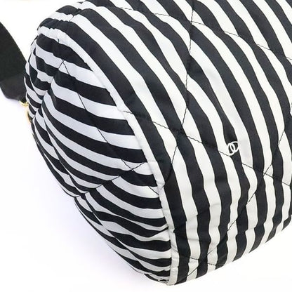 CHANEL Coco Beach Bowling Stripe Nylon & Black Bag Size ONE SIZE