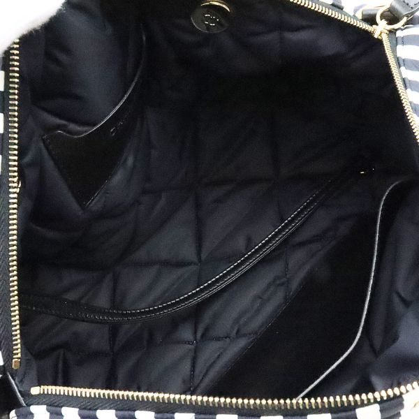 CHANEL Coco Beach Bowling Stripe Nylon & Black Bag Size ONE SIZE