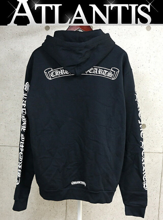 CHROME HEARTS Old English Scroll Label Hoodie Black Size M
