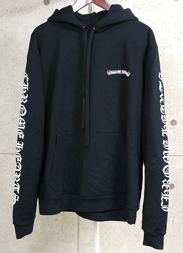 CHROME HEARTS Old English Scroll Label Hoodie Black Size M