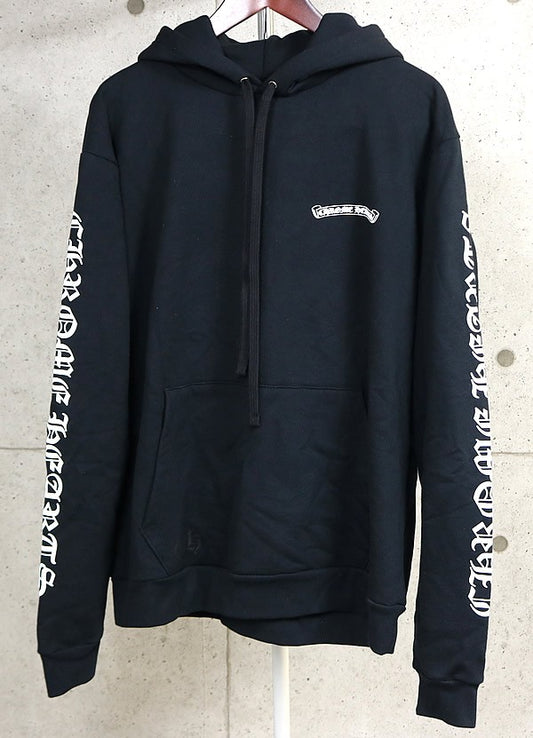 CHROME HEARTS Old English Scroll Label Hoodie Black Size M