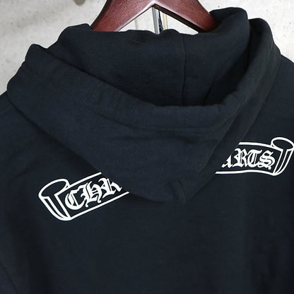 CHROME HEARTS Old English Scroll Label Hoodie Black Size M