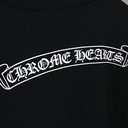 CHROME HEARTS Old English Scroll Label Hoodie Black Size M