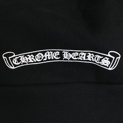 CHROME HEARTS Old English Scroll Label Hoodie Black Size M