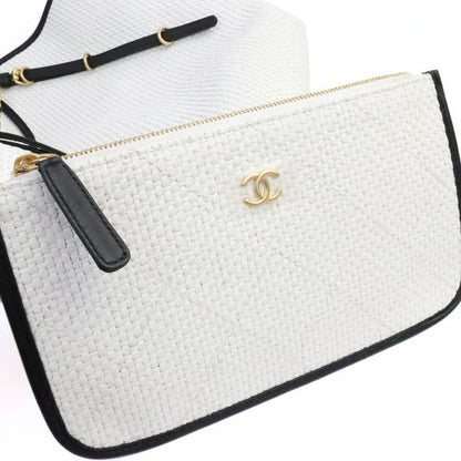 CHANEL 26C Maxi Shopping Raffia & & Black Bag Size ONE SIZE
