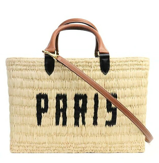 CELINE Panier 2-Way Raffia & Bag Beige Size ONE SIZE