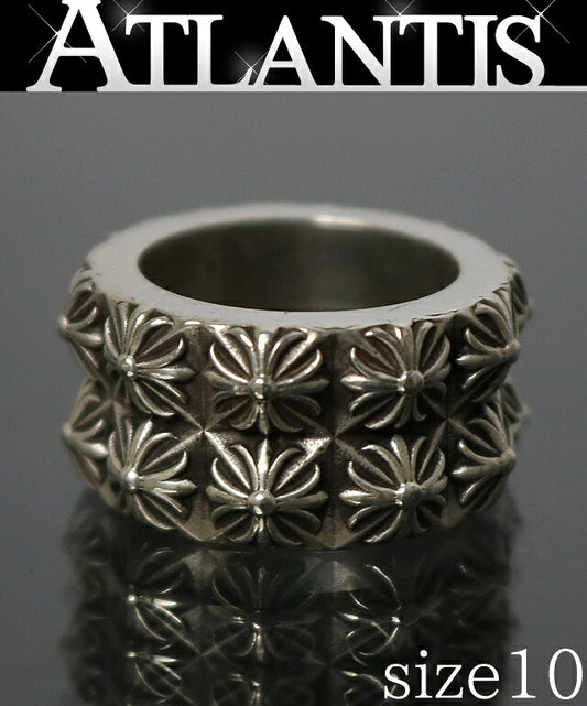 CHROME HEARTS Double Beat Punk Silver Ring Size US 5.5