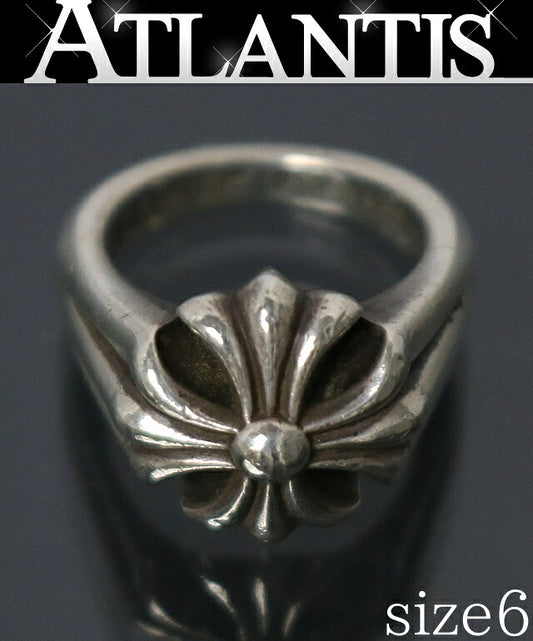 CHROME HEARTS Small Cutout CH Plus Silver Ring Size US 3.5