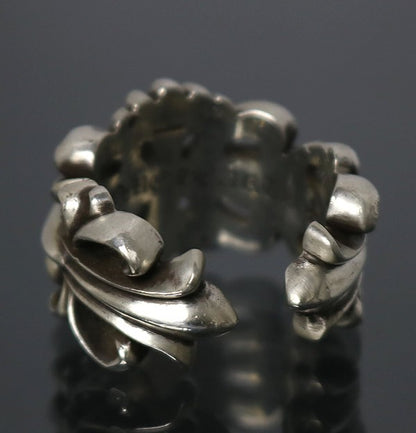CHROME HEARTS Double Floral Cross Silver Ring Size ONE SIZE