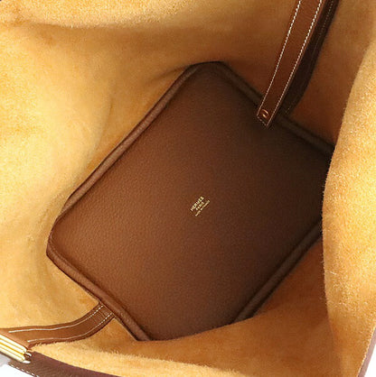 HERMES Picotin Lock MM Taurillon Handbag Gold Size ONE SIZE