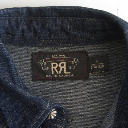 RRL Indigo Buffalo Denim Western Shirt Concho Button Size S